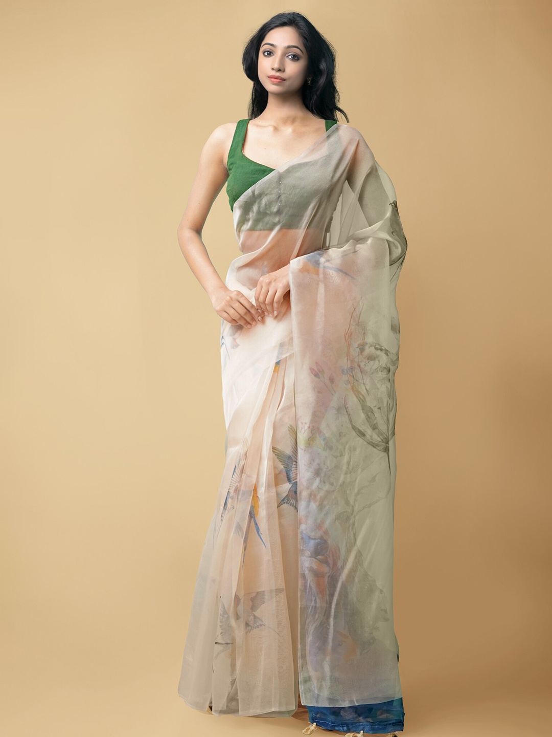 

Unnati Silks Brown Organza Saree