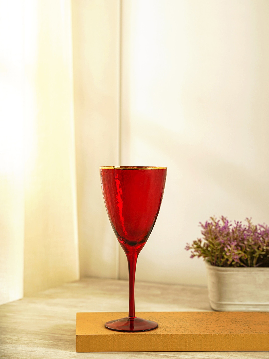 

Pure Home and Living Set Of 6 Red Solid Diva Wine Glass