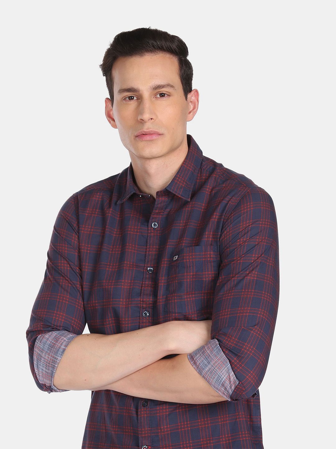 

Arrow Sport Men Blue Tartan Checks Checked Casual Shirt