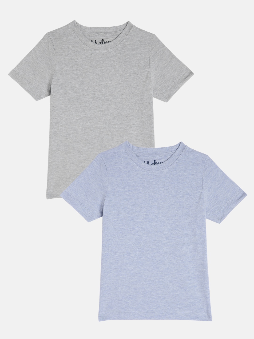 

METRO KIDS COMPANY Boys Grey Melange & Blue 2 Slim Fit T-shirt