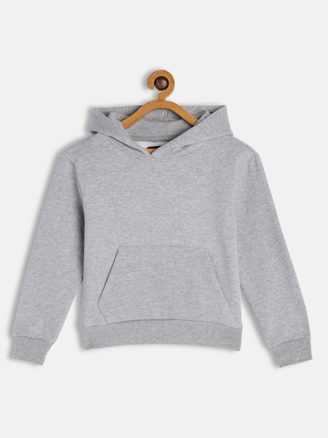 

METRO KIDS COMPANY Boys Grey Melange Hooded Sweatshirt