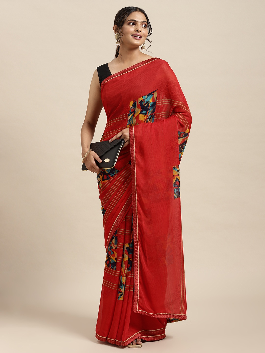 

Triveni Red Pure Georgette Saree