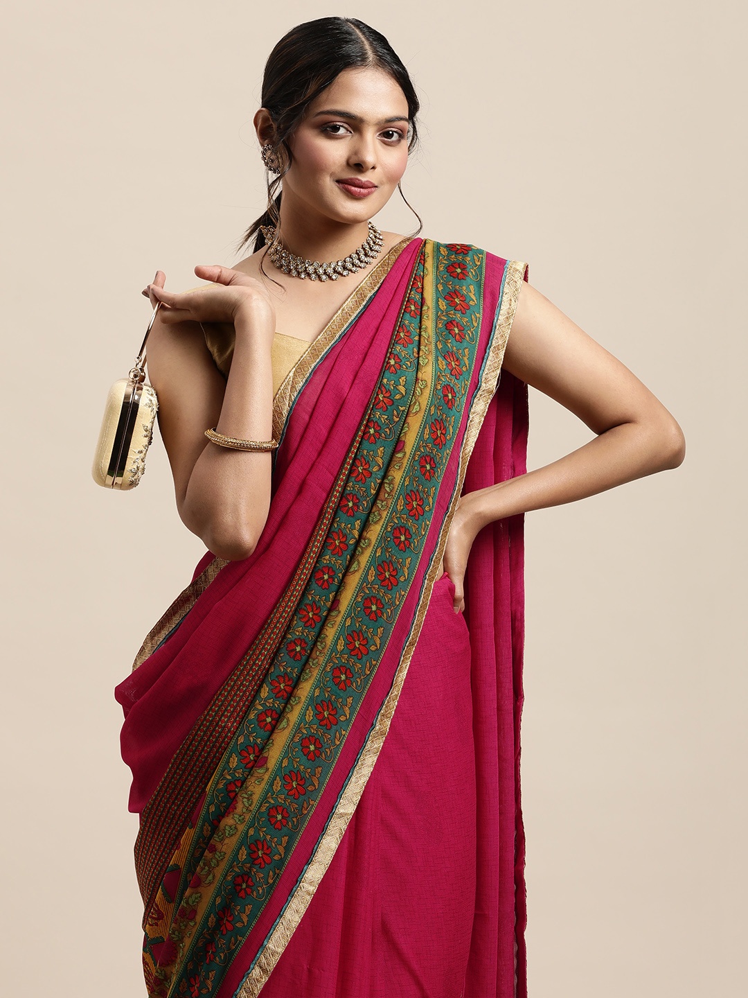 

Triveni Pink Pure Georgette Saree