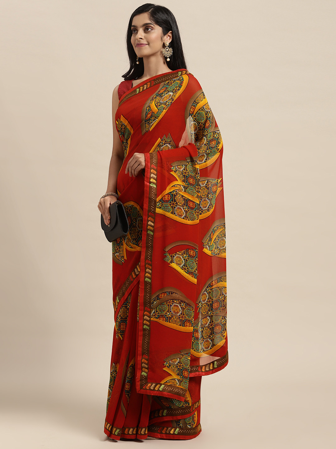 

Triveni Red Pure Georgette Saree