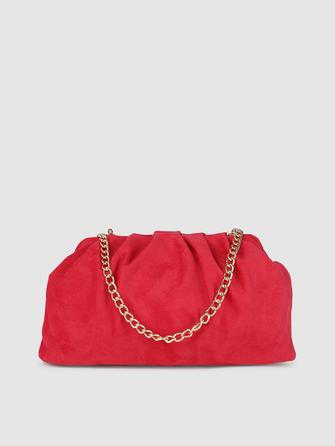 

Accessorize Red Structured Soft Pleat Clutch Handheld Bag