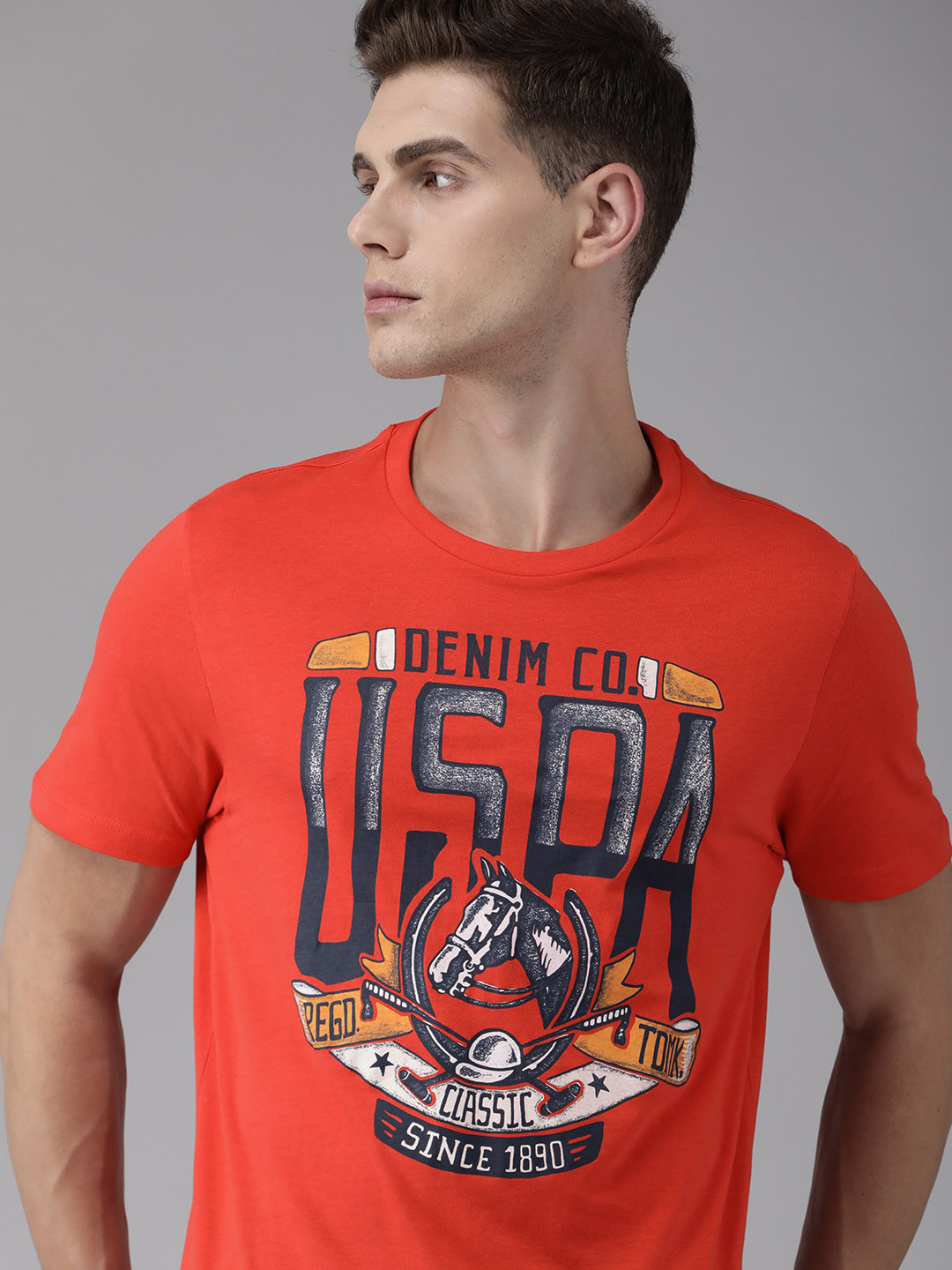 

U S Polo Assn Denim Co Men Red Brand Logo T-shirt
