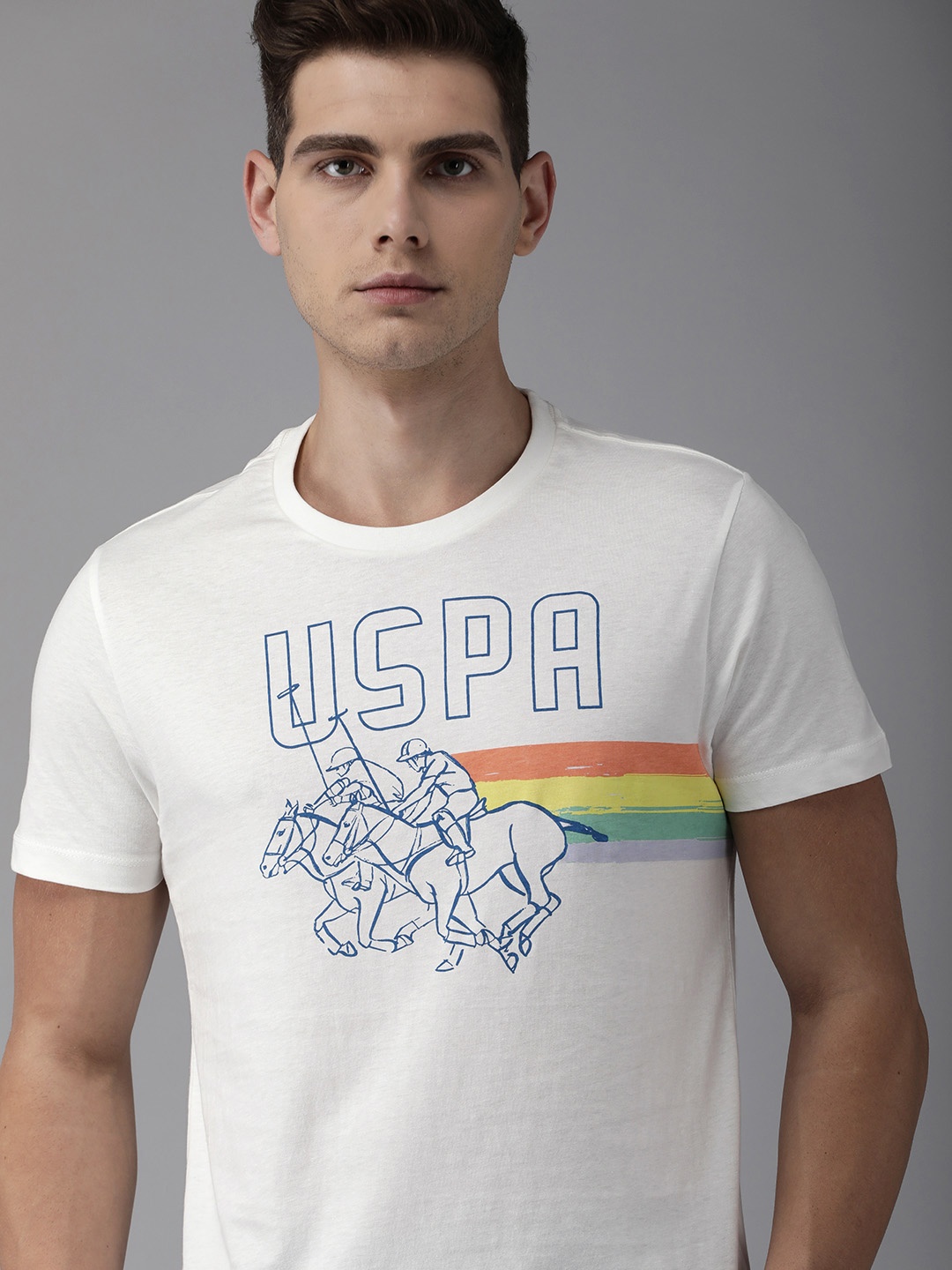 

U S Polo Assn Denim Co Men White Brand Logo T-shirt