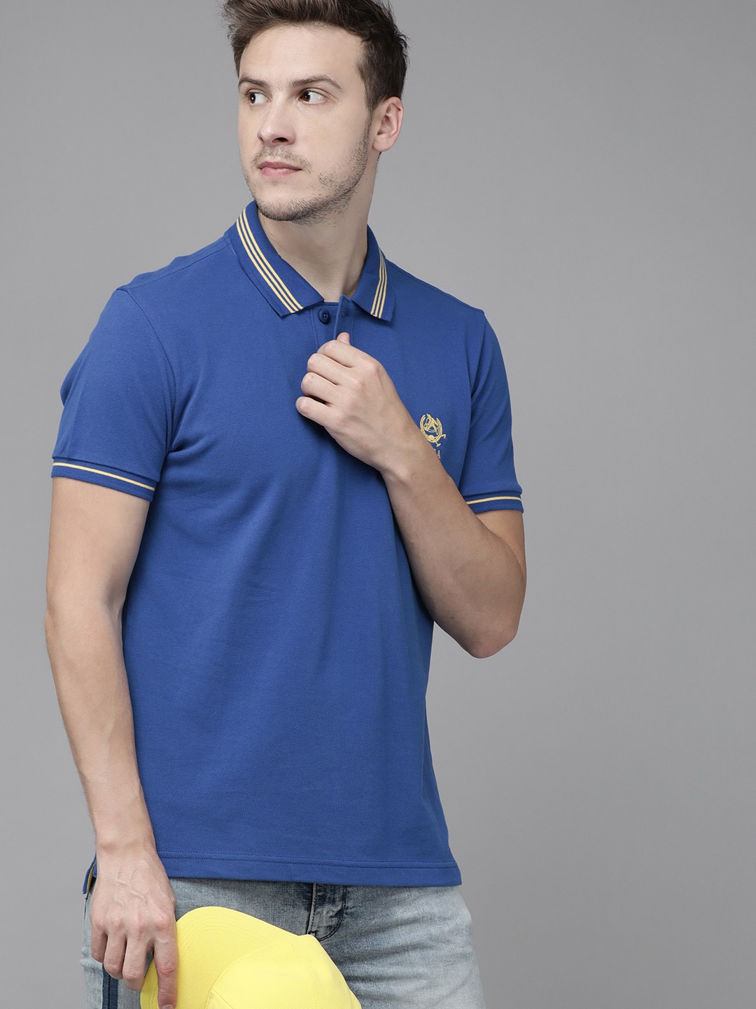 

U S Polo Assn Men Blue Solid Polo Collar Slim Fit T-shirt