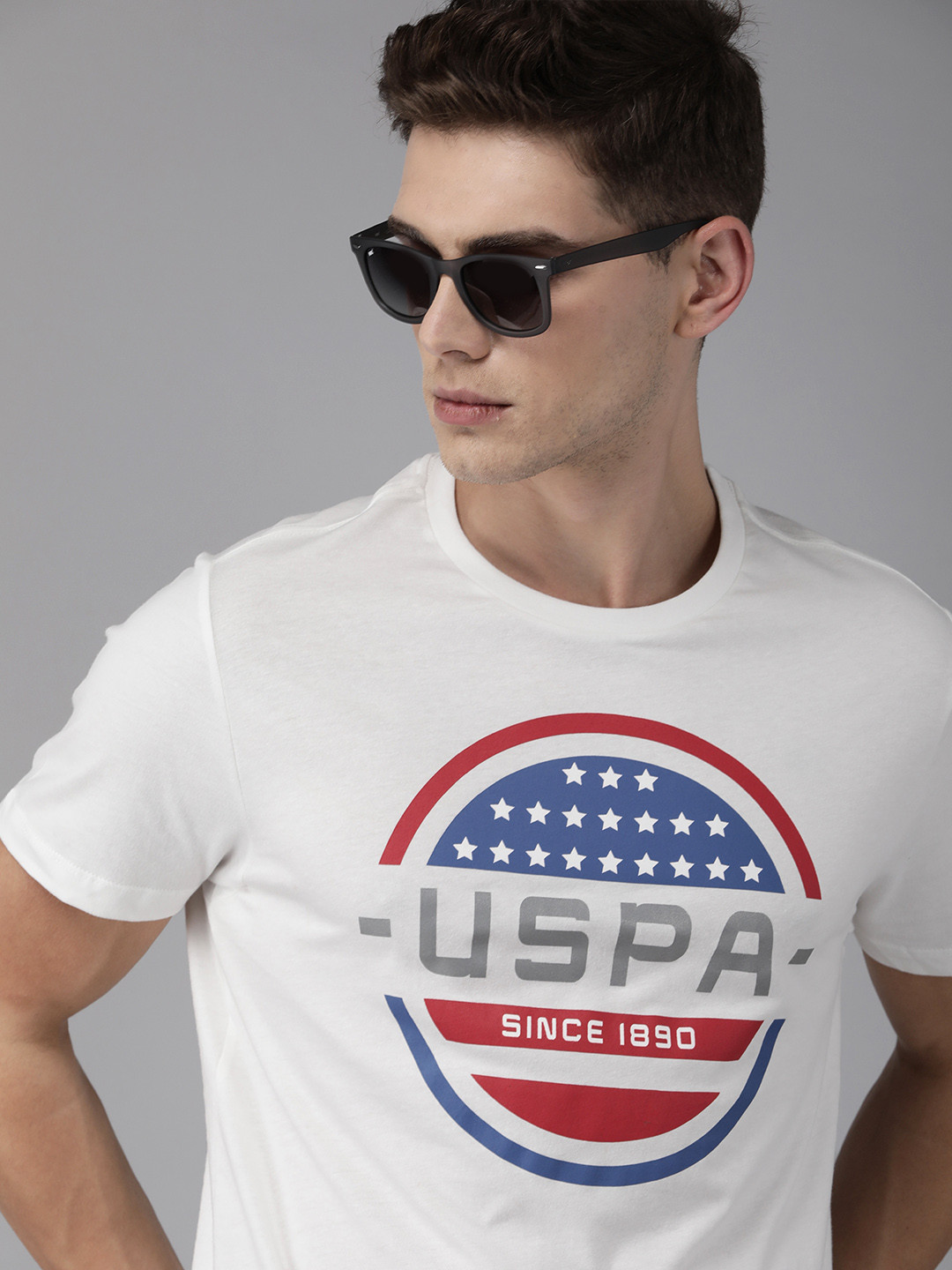 

U S Polo Assn Denim Co Men White Brand Logo Printed T-shirt
