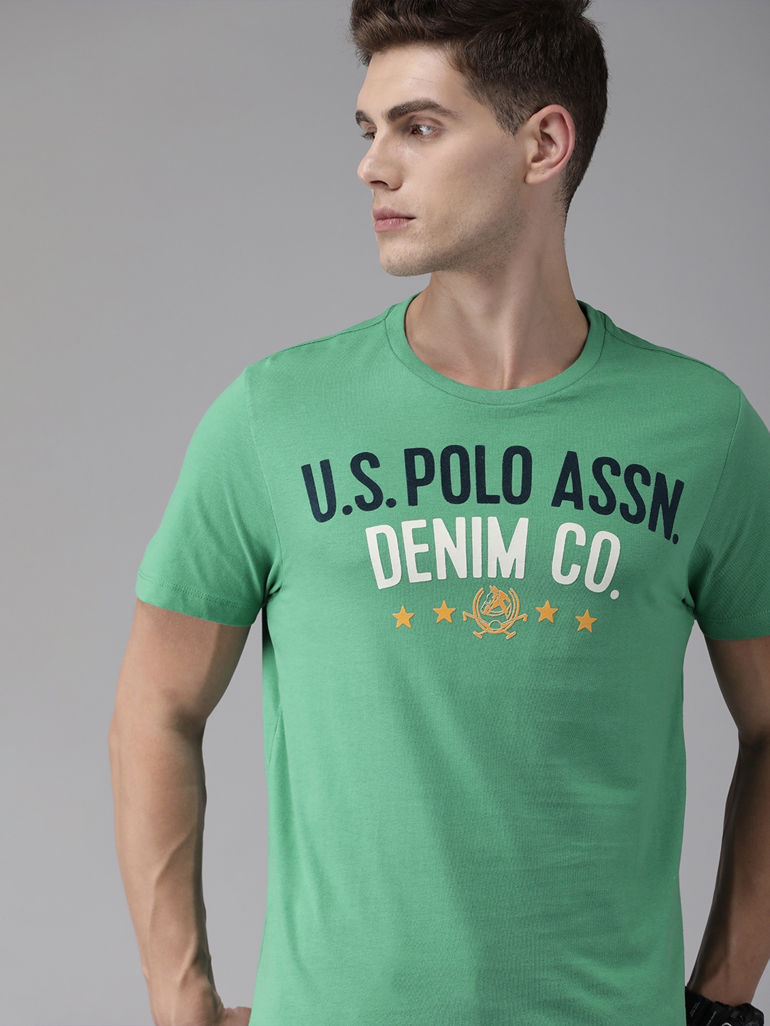 

U S Polo Assn Denim Co Men Green Brand Logo Printed T-shirt