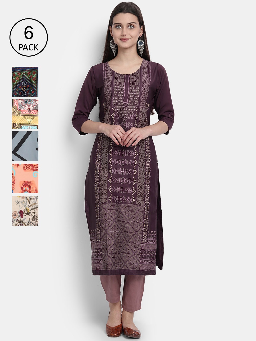 

7Threads Women Multicoloured Flared Sleeves Thread Work Crepe Kurta, Multi