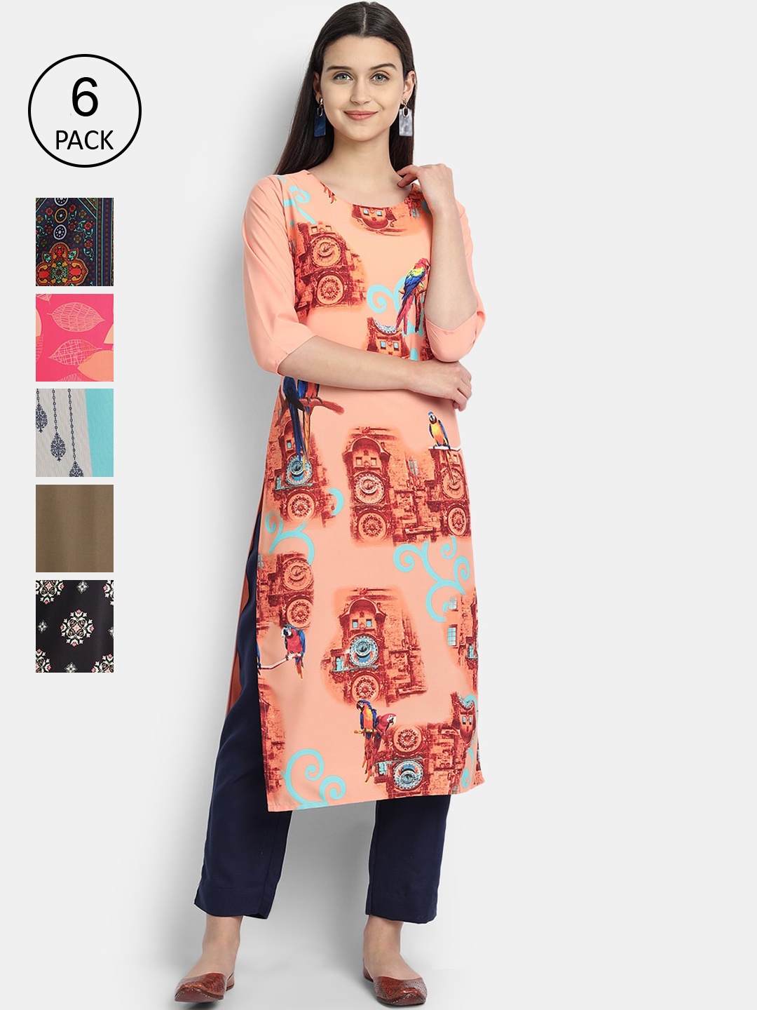 

7Threads Women Multicoloured Floral Printed Crepe Kurta, Multi