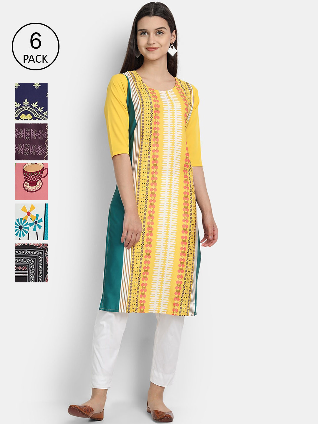 

7Threads Women Multicoloured Thread Work Crepe Kurta, Multi