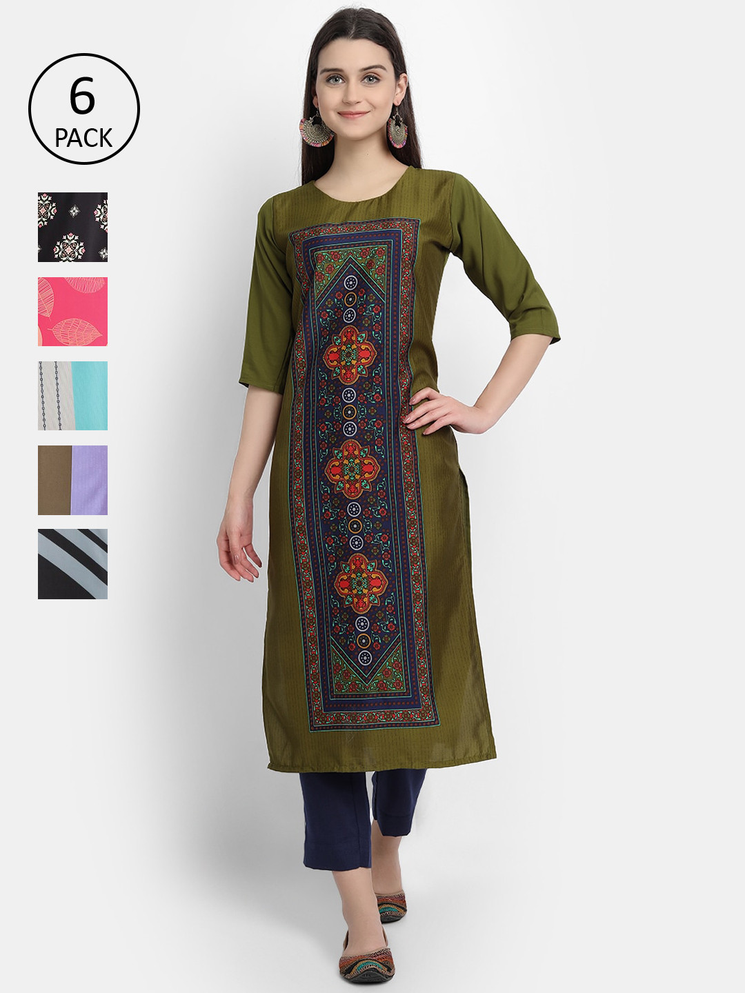 

7Threads Women Multicoloured Ethnic Motifs Embroidered Thread Work Crepe Kurta, Multi