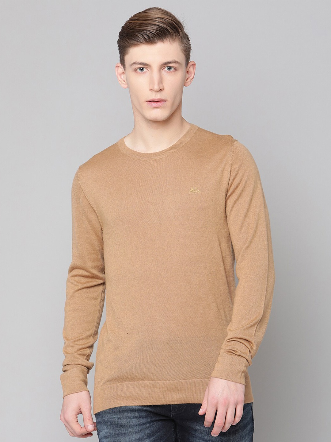 

LINDBERGH Men Camel Brown Pullover