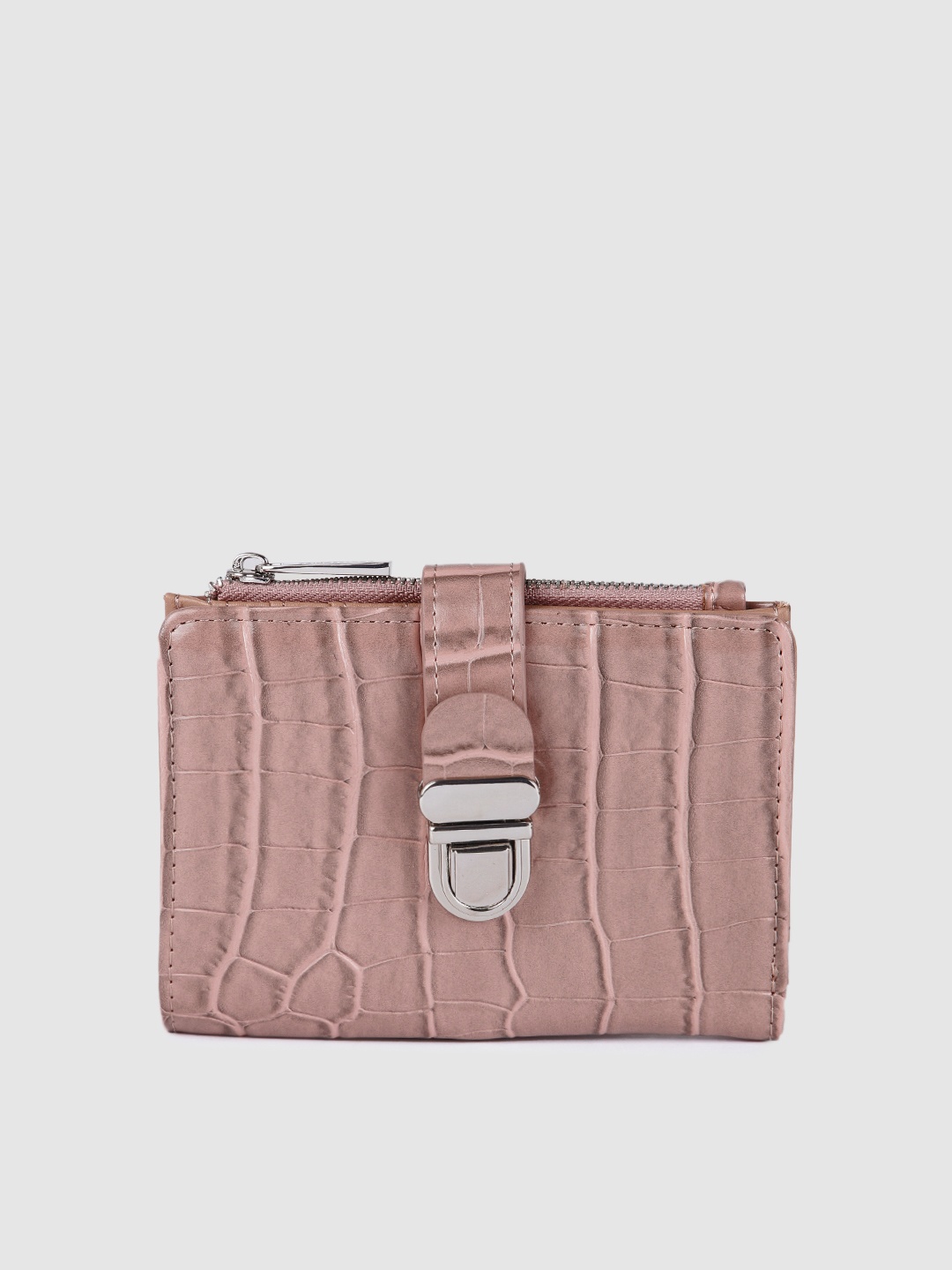 

Accessorize Women Mauve Animal Textured PU Two Fold Wallet