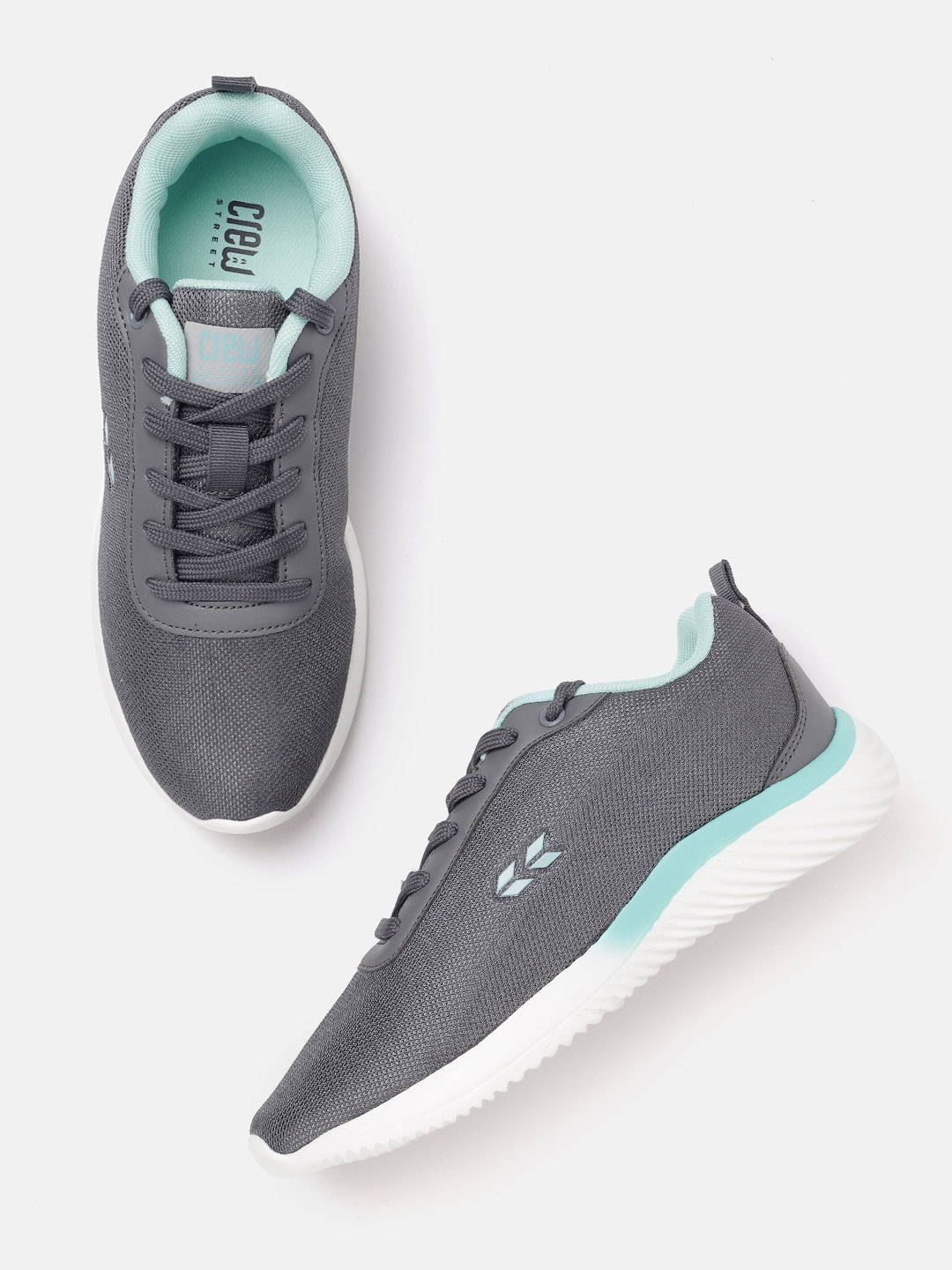 

Crew STREET Women Charcoal Grey Woven Design Running Shoes