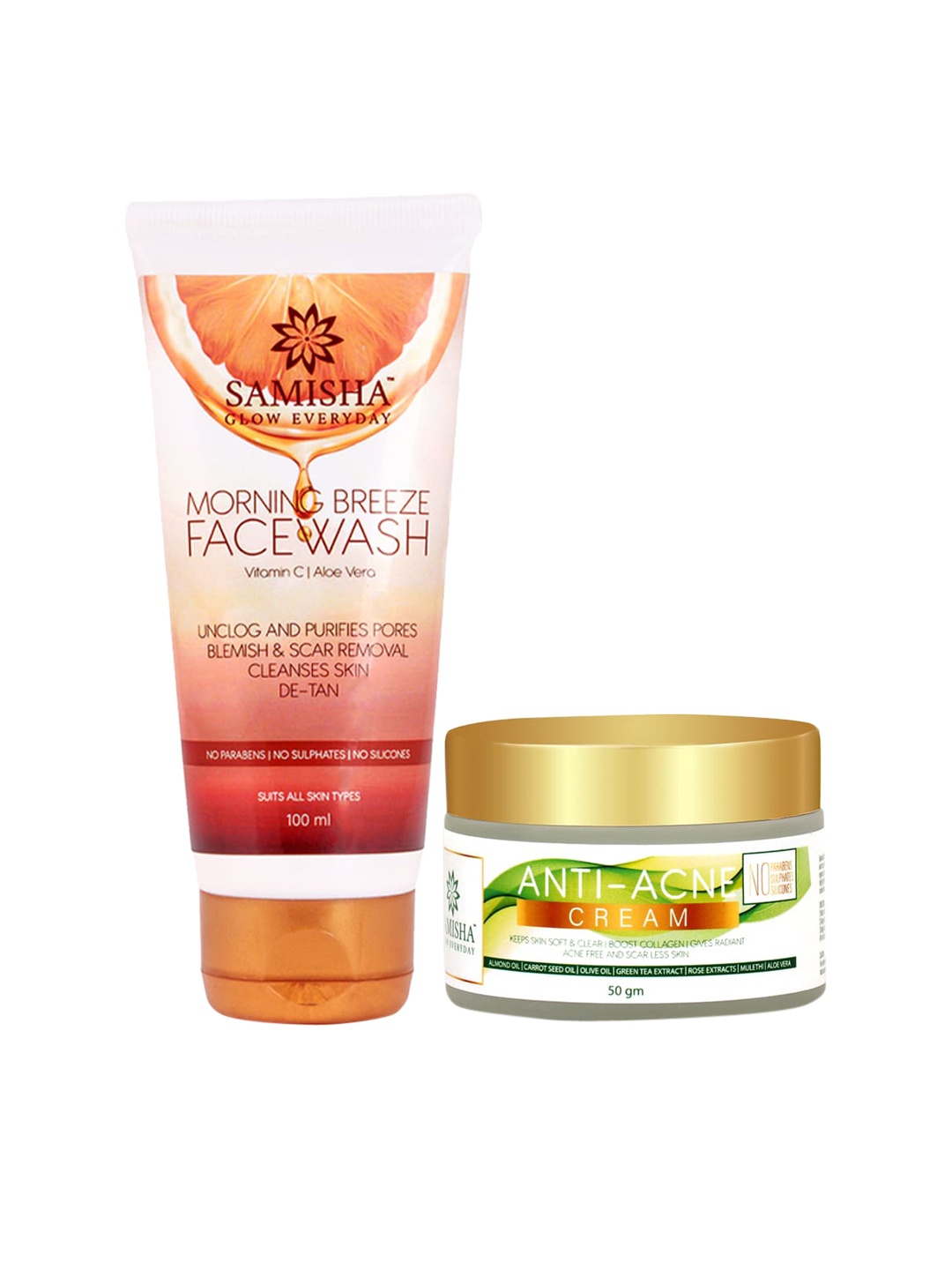 

SAMISHA Complete Acne Treatment Kit- Face wash & Anti-Acne Cream, Orange