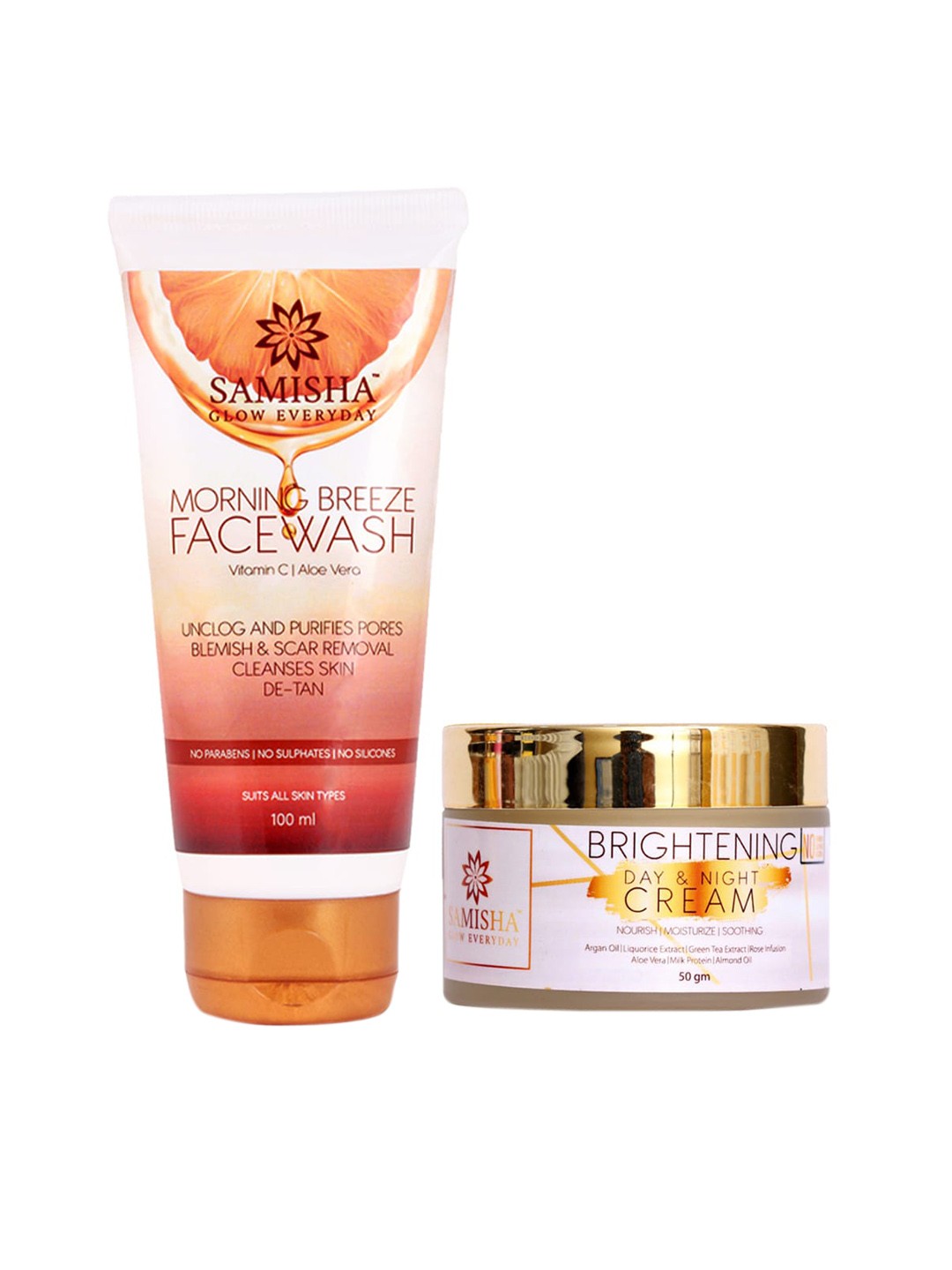 

SAMISHA Morning Breeze Face Wash With Brightening Day & Night Cream, Orange