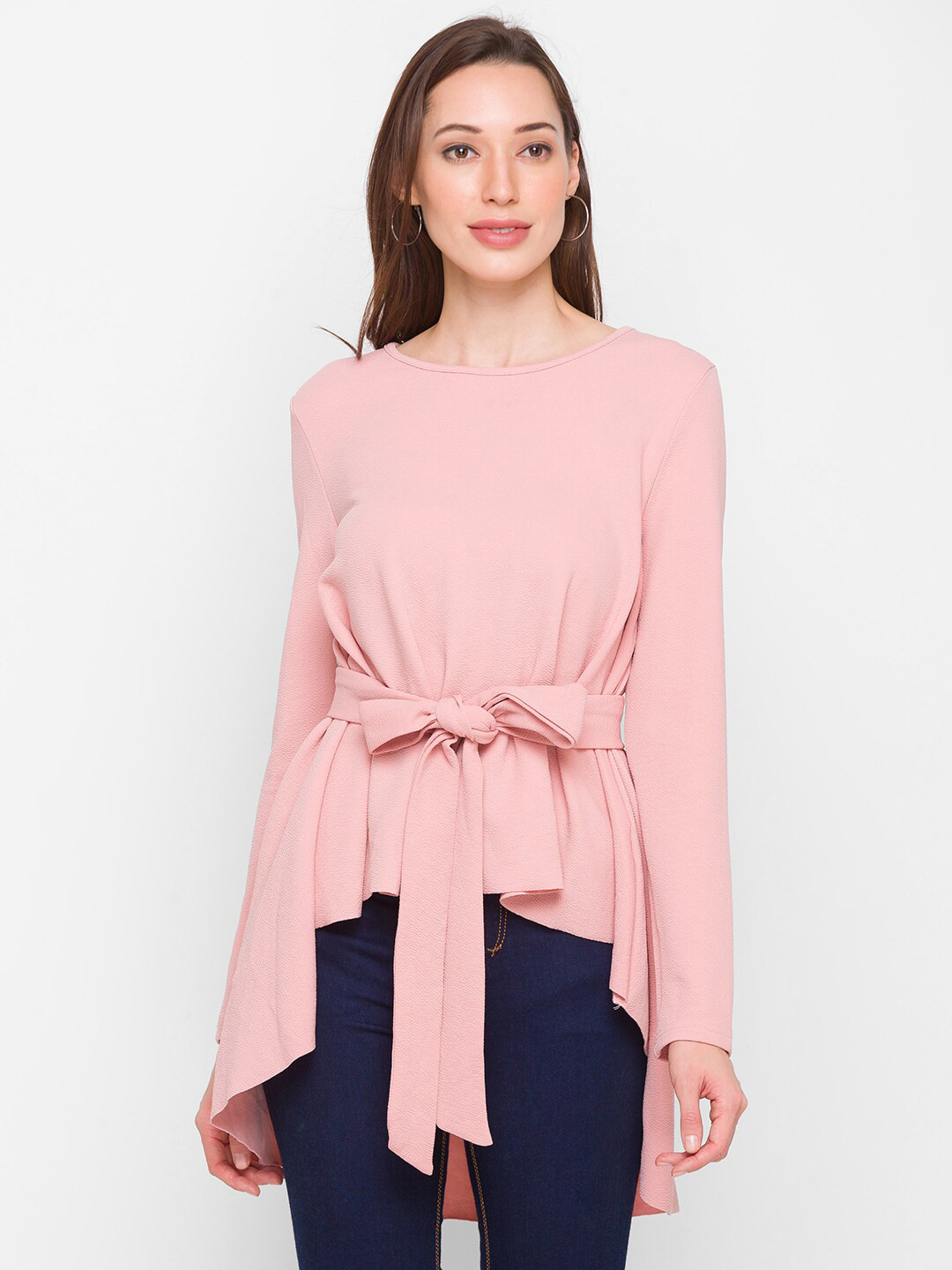 

LYKKEIN Pink Belted High-Low Top