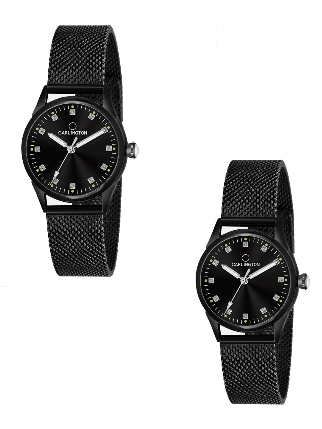 

CARLINGTON Women Set Of 2 Black Bracelet Style Analogue Watch CT2003 Black-CT2003 Black