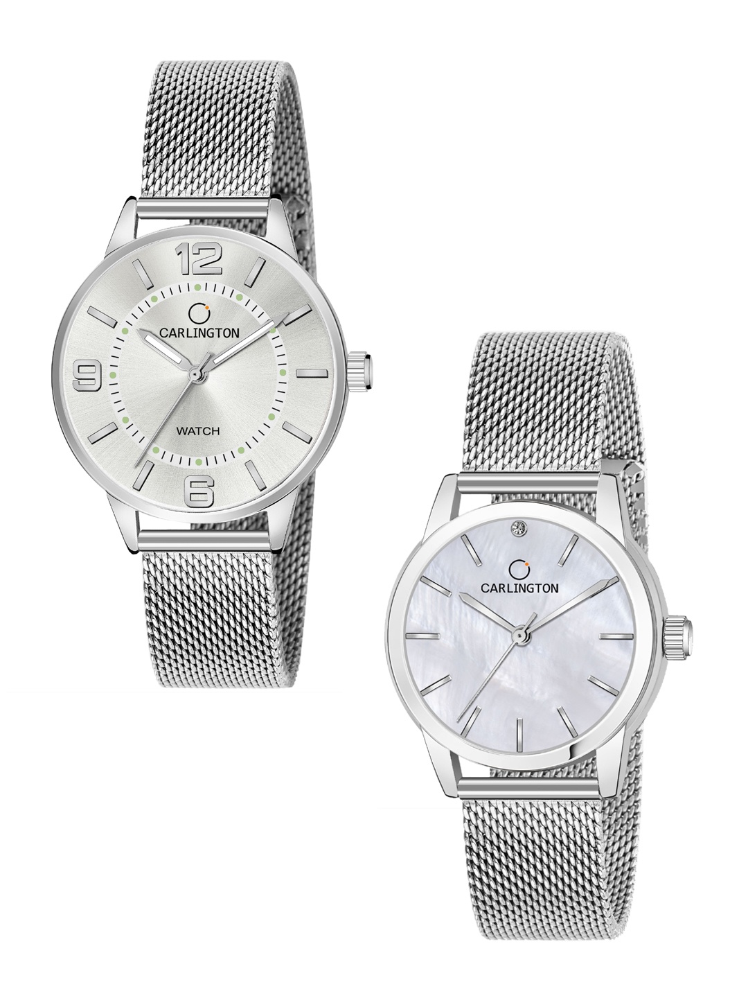 

CARLINGTON Women Set Of 2 Silver-Toned Analogue Watch CT2002 CT2010