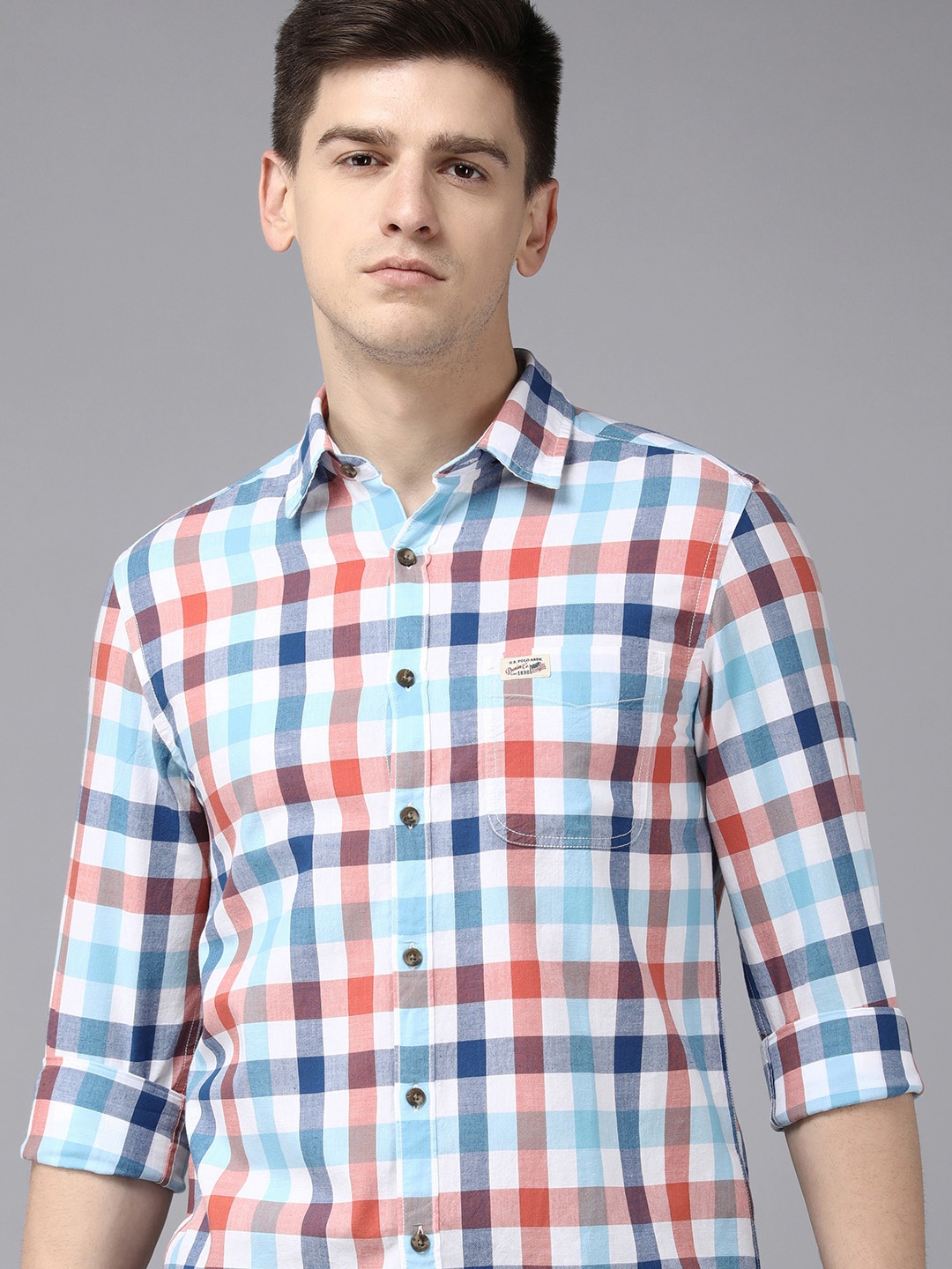 

U S Polo Assn Denim Co Men Multicoloured Tartan Checks Casual Shirt, Multi