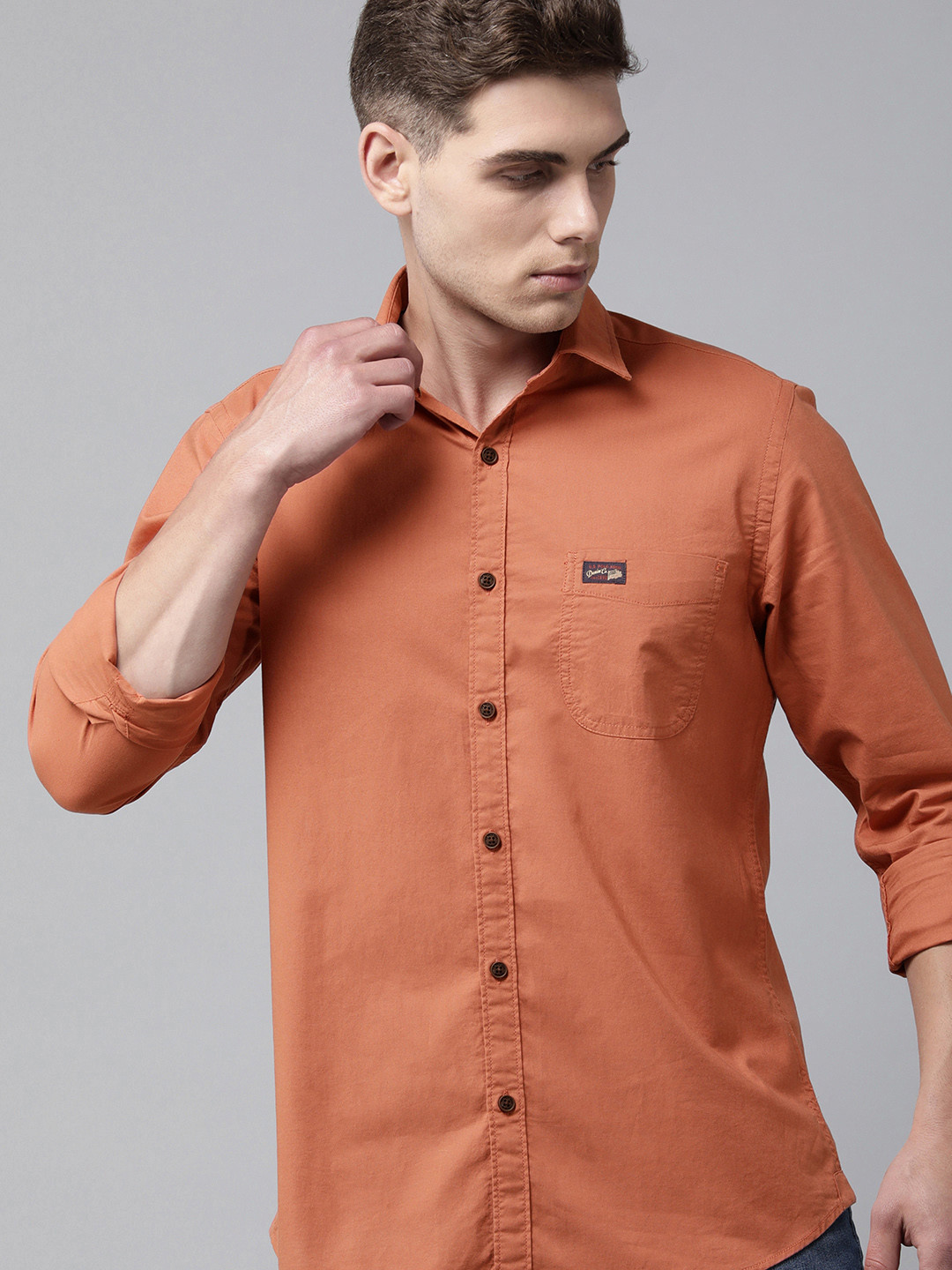 

U S Polo Assn Denim Co Men Orange Pure Cotton Casual Shirt