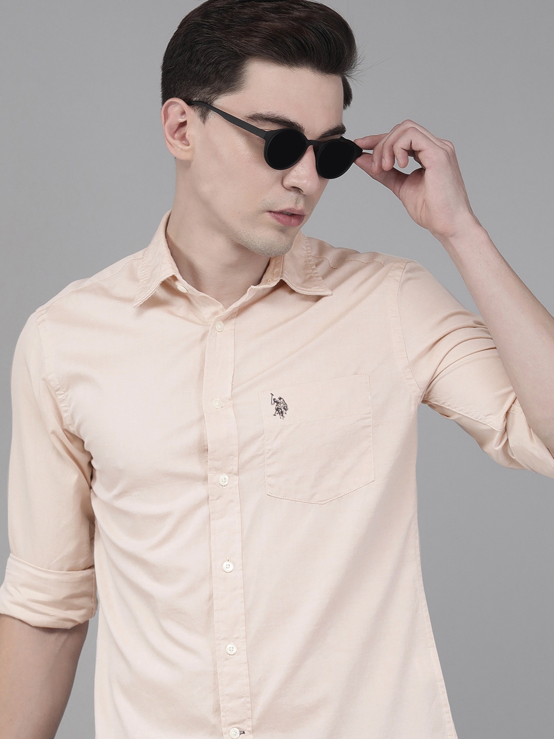 

U S Polo Assn Men Solid Tailored Fit Casual Shirt, Beige
