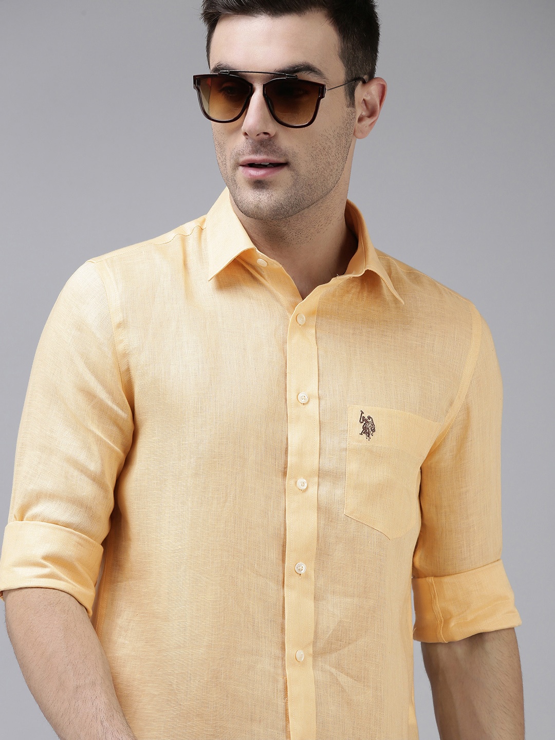

U S Polo Assn Men Yellow Casual Shirt