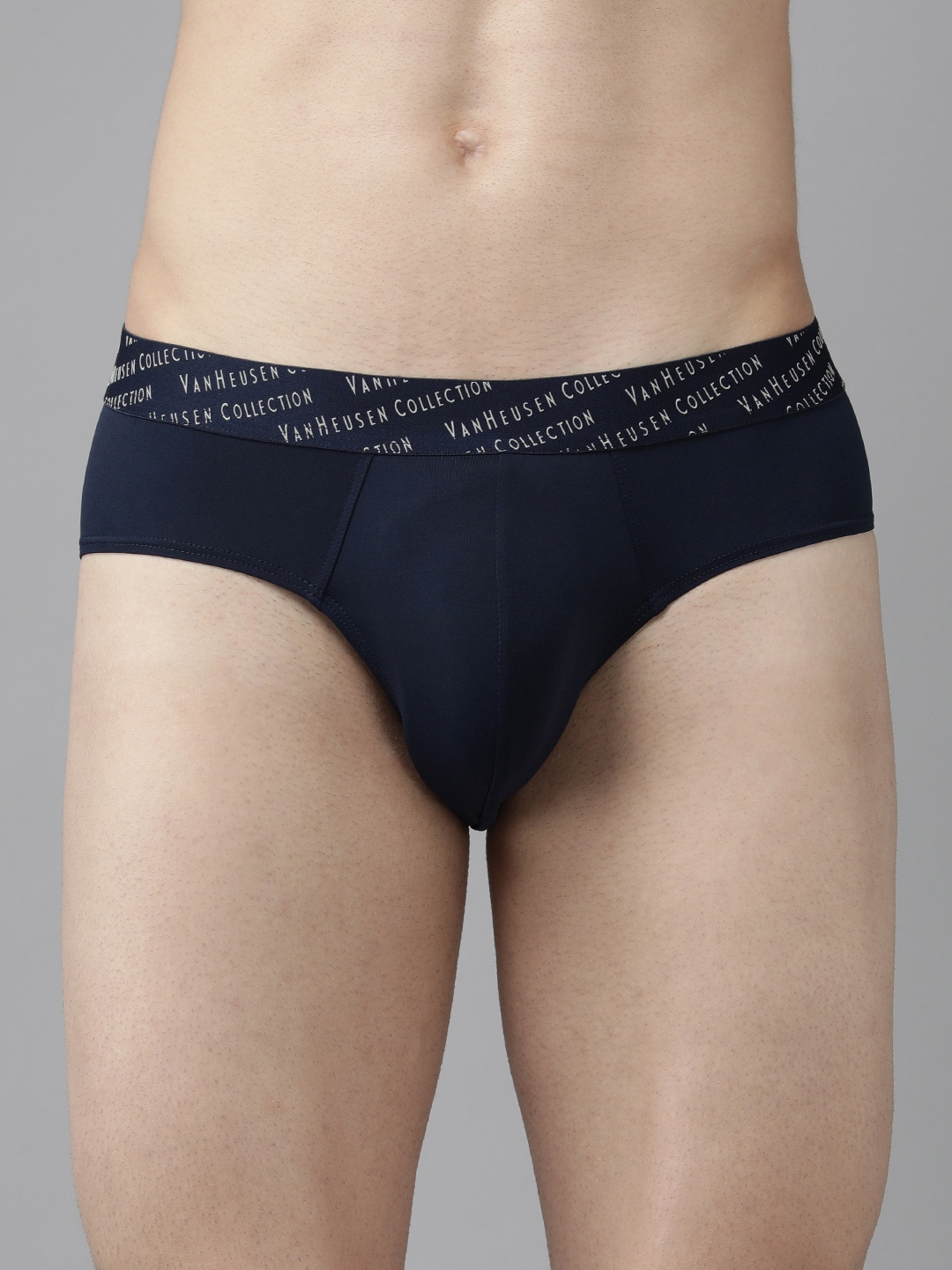 

Van Heusen Men Solid 4-Way Stretch 3D Logo Waistband Tactel Briefs 8905482032797, Navy blue