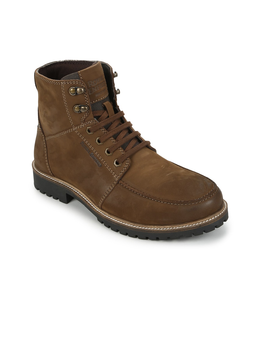 

Royal Enfield Men Brown Leather Flat Boots