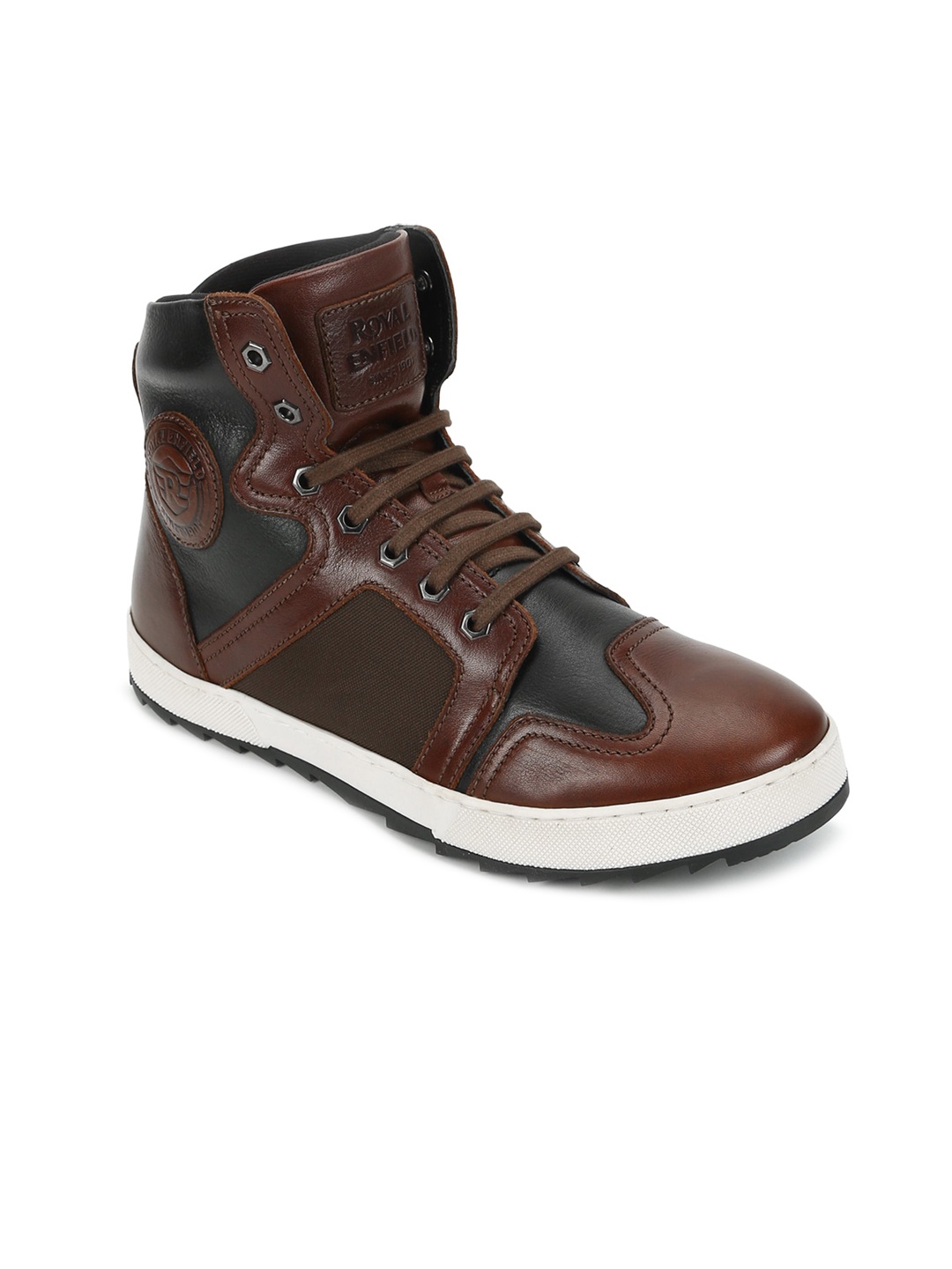 

Royal Enfield Men Brown Colourblocked Leather Flat Boots