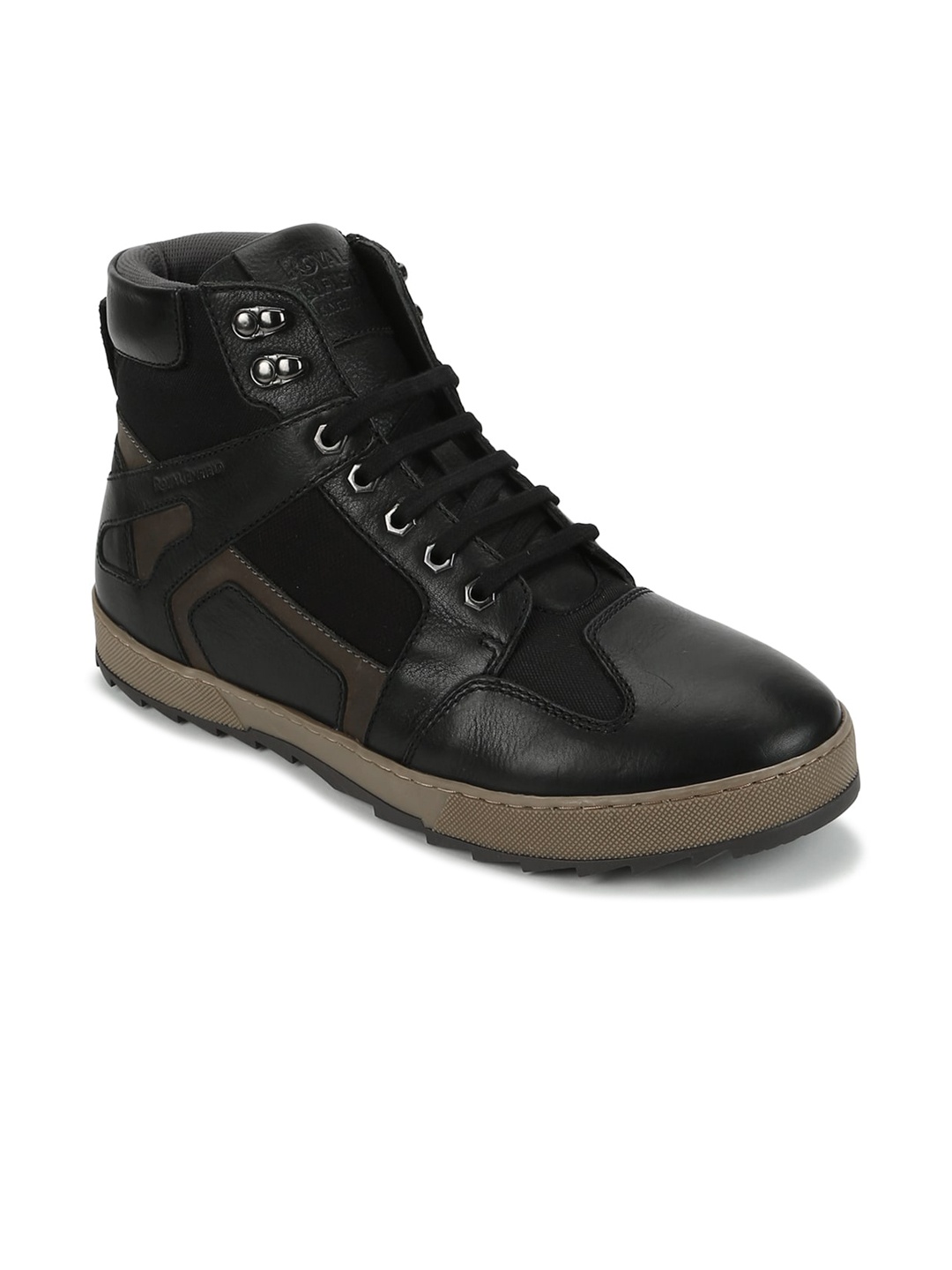 

Royal Enfield Men Grey Colourblocked Leather Flat Boots