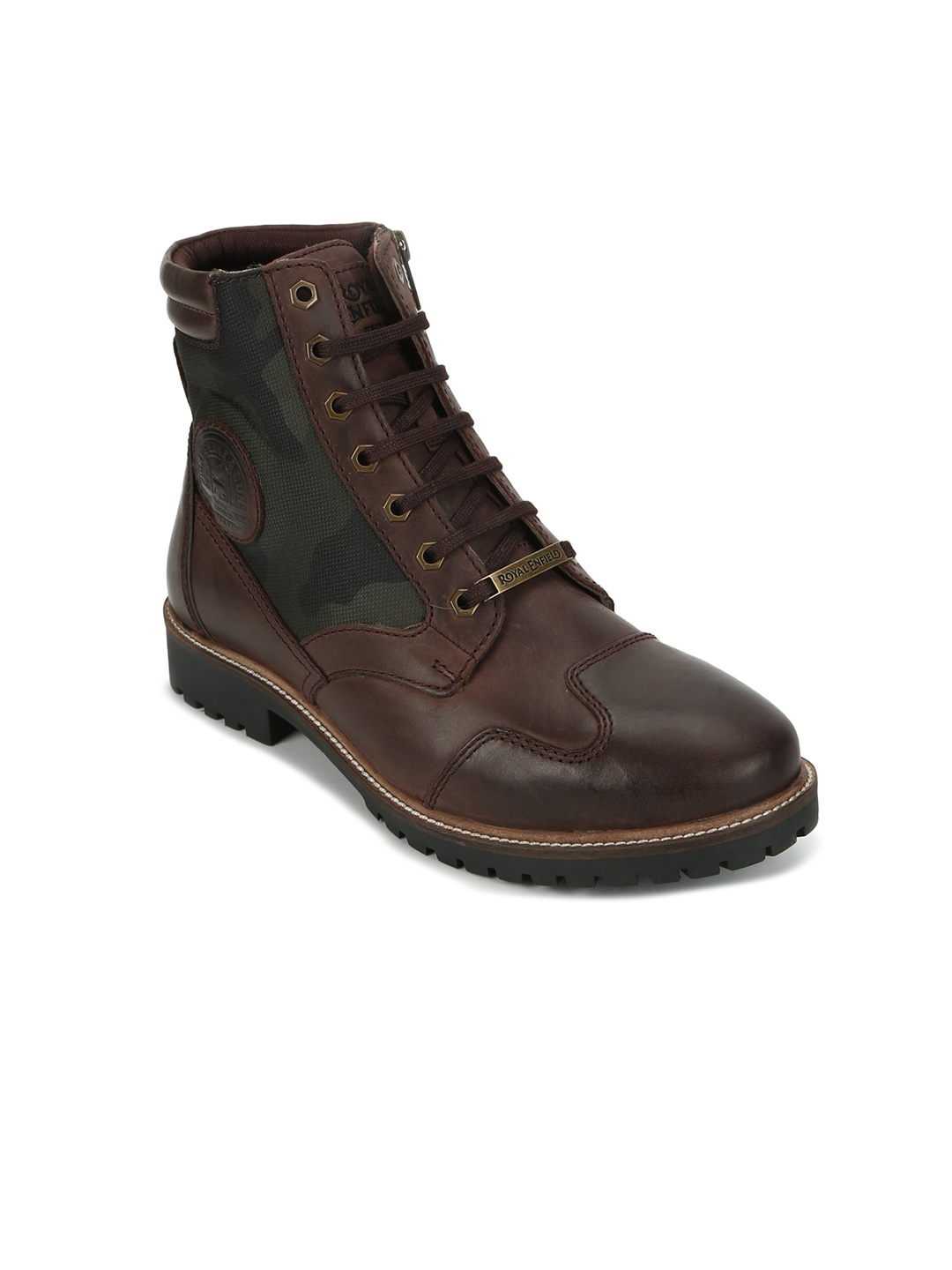 

Royal Enfield Men Brown Colourblocked Leather Flat Boots