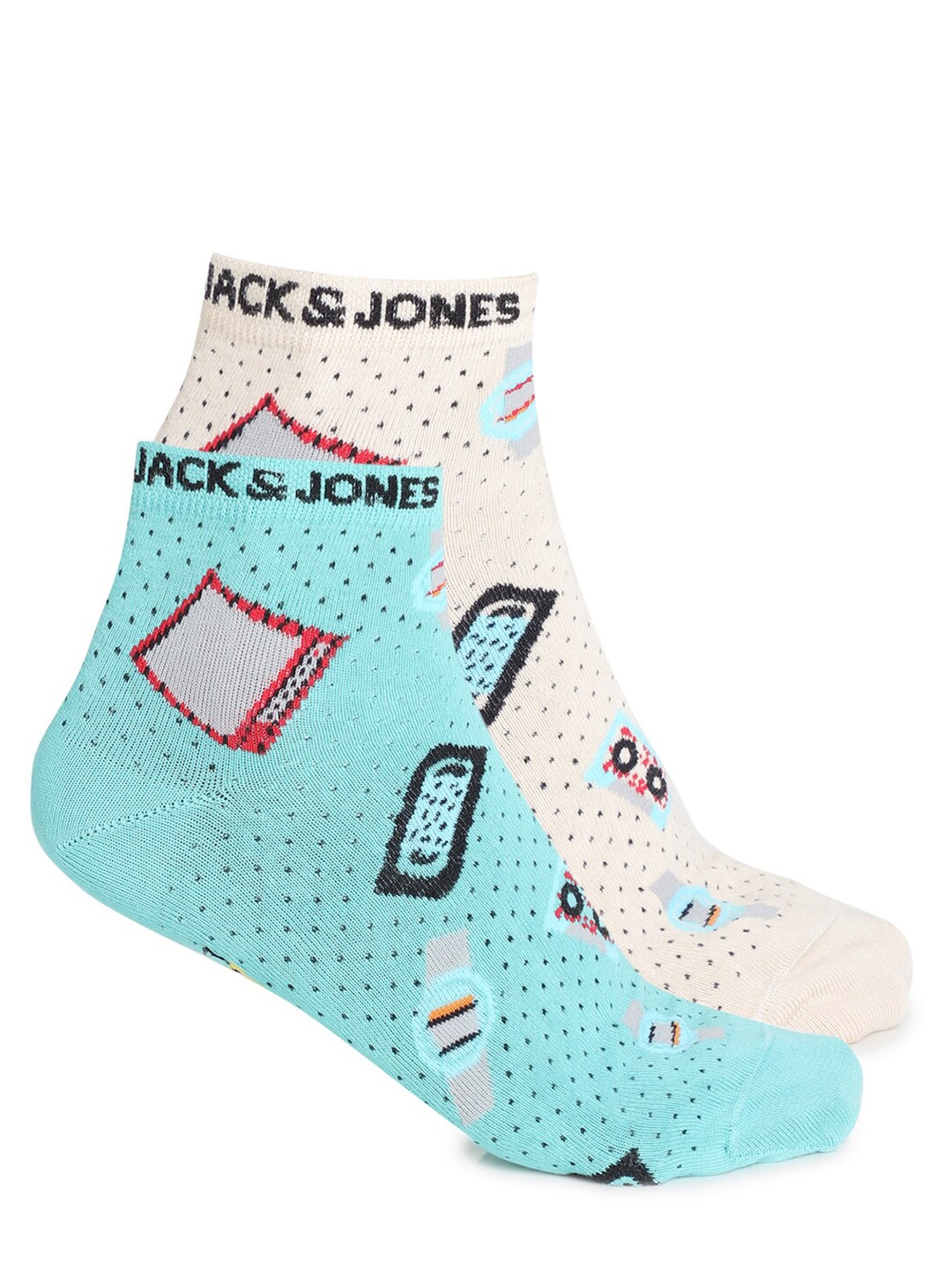 

Jack & Jones Unisex Pack Of 2 Patterned Above Ankle Length Socks, Blue