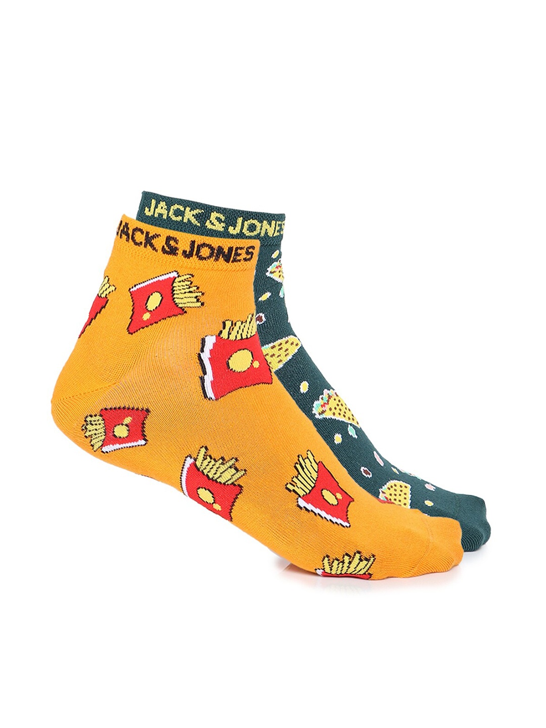 

Jack & Jones Pack of 2 Printed Ankle Length Cotton Socks, Yellow