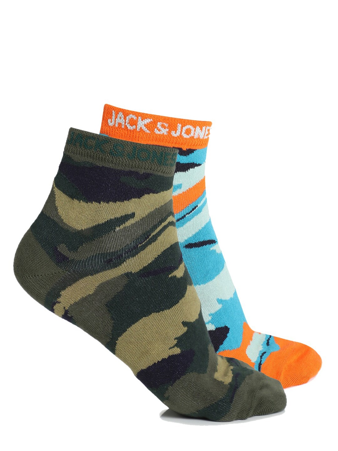 

Jack & Jones Unisex Pack Of 2 Patterned Cotton Ankle-Length Socks, Olive