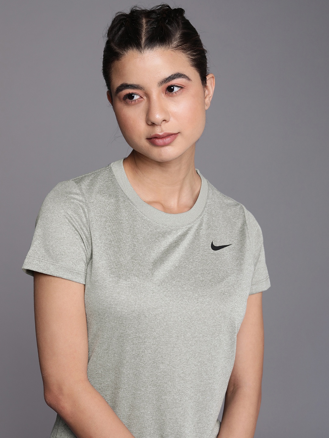 

Nike Women Grey DF LEG TEE CREW T-shirt