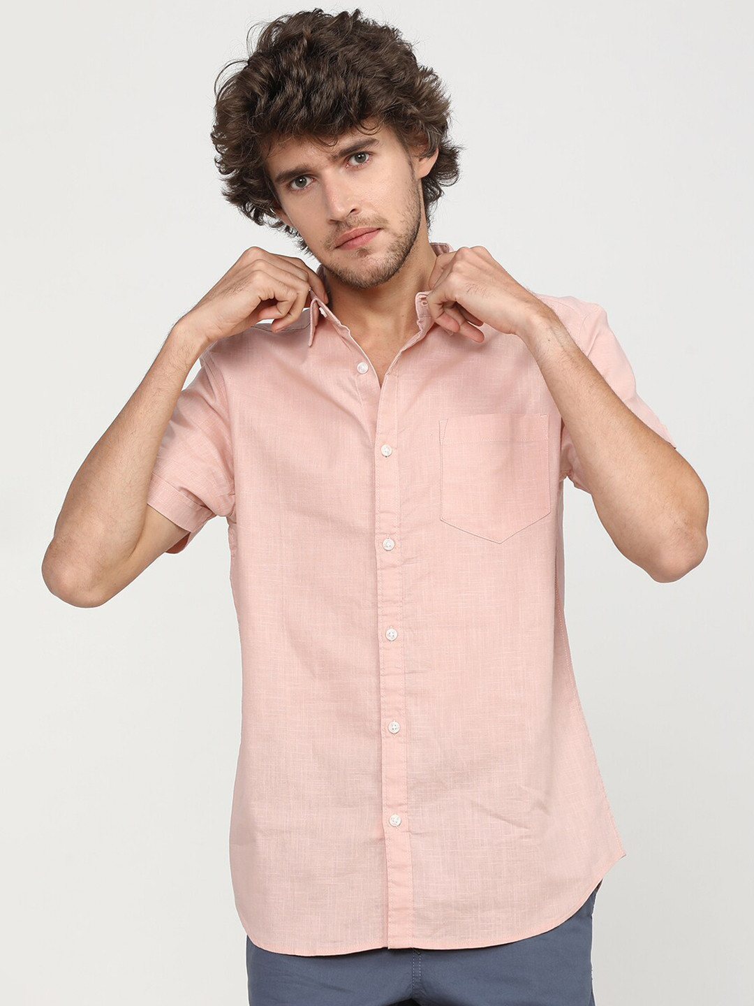 

KETCH Slim Fit Cotton Casual Shirt, Pink