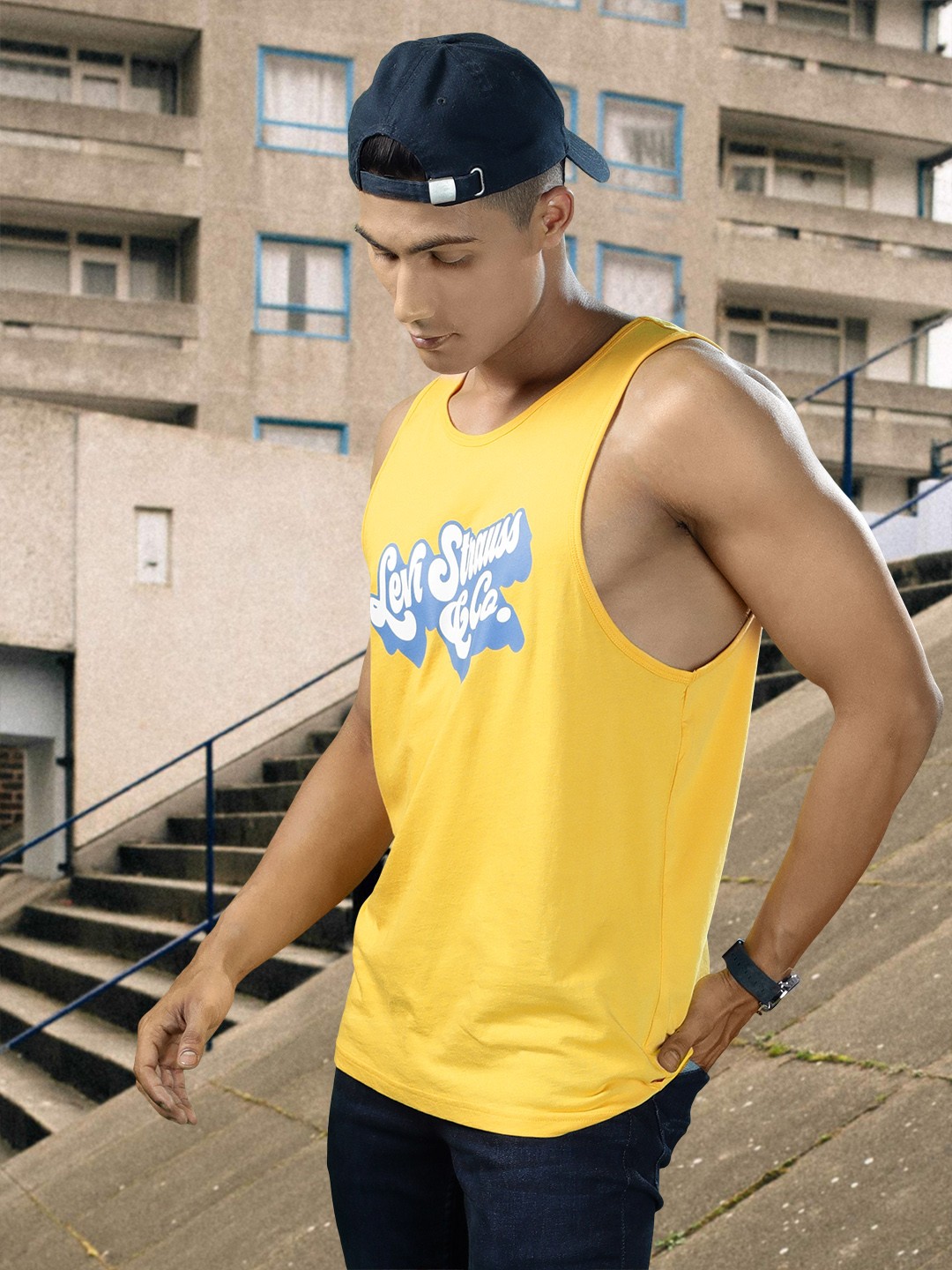 

Levis Men Yellow Brand Logo Printed Sleeveless Casual T-shirt