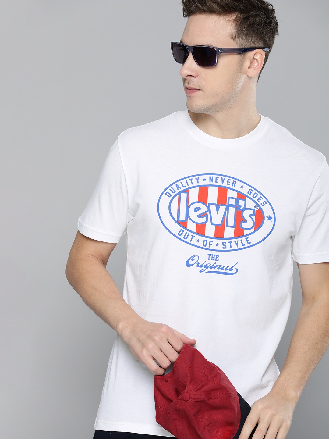 

Levis Men White Brand Logo Printed Pure Cotton T-shirt