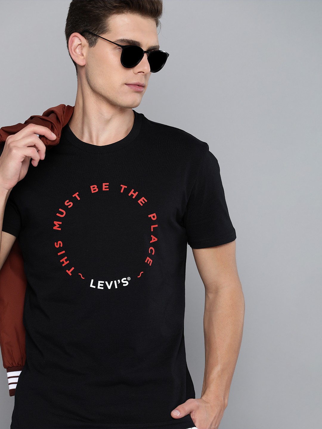 

Levis Men Black Typography Printed Casual T-shirt