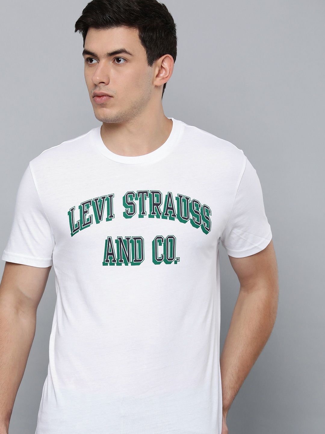 

Levis Men White Brand Logo Printed Pure Cotton T-shirt