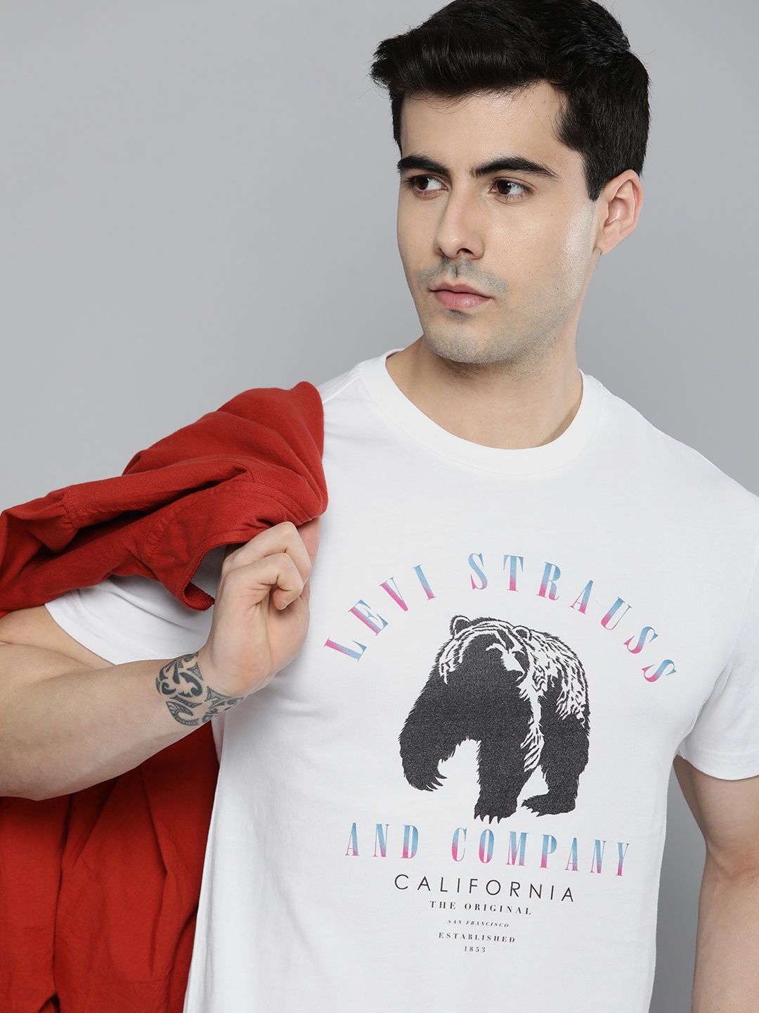 

Levis Men Printed Pure Cotton T-shirt, White