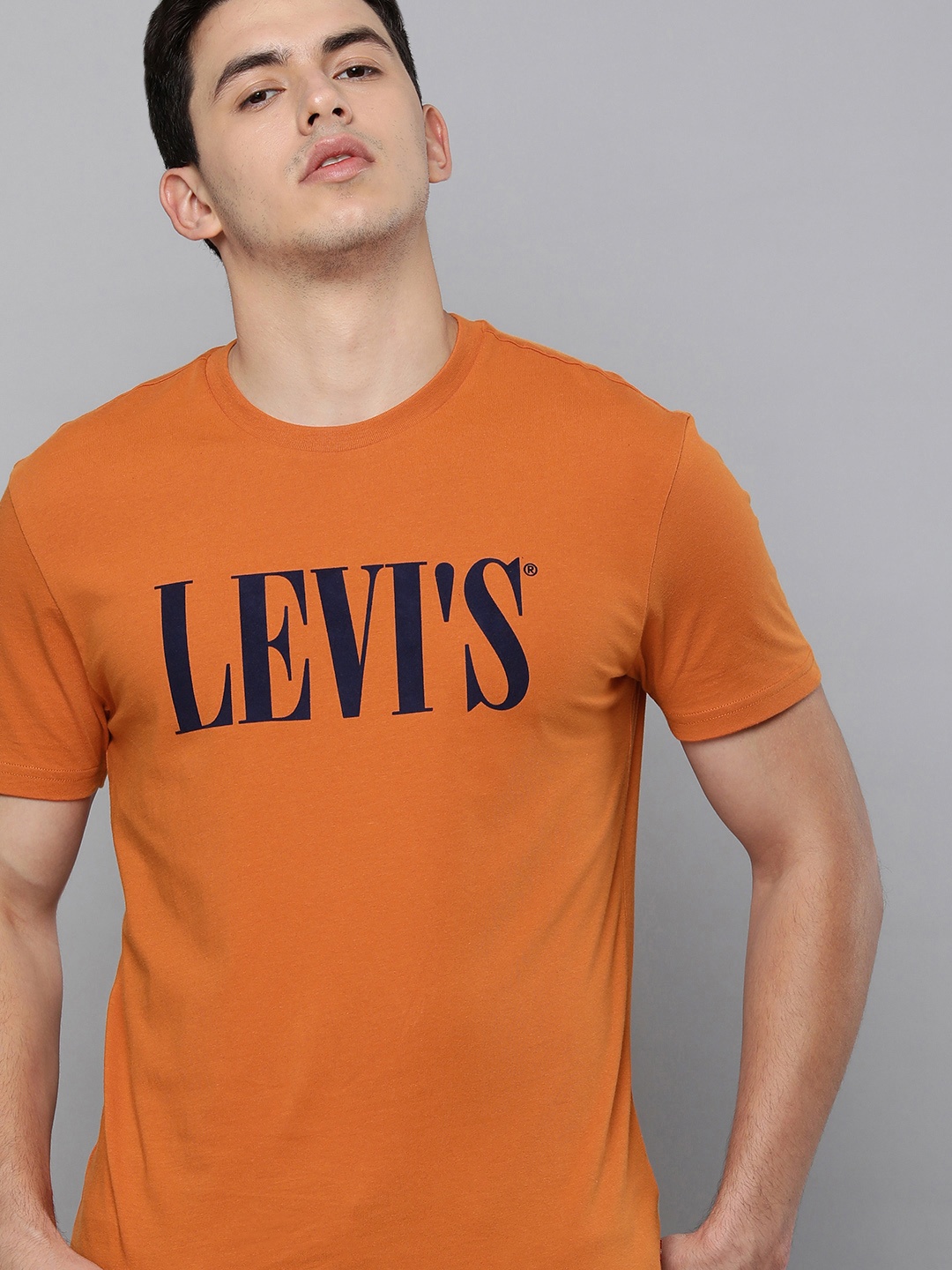 

Levis Men Orange Typography Printed Pure Cotton Casual T-shirt