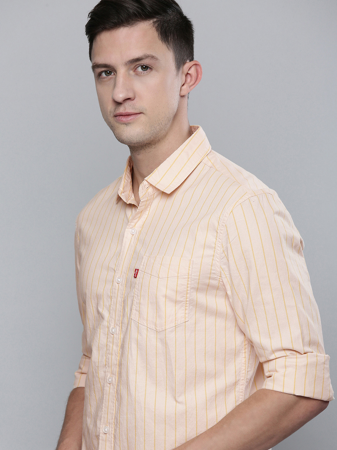 

Levis Men Peach-Coloured Slim Fit Pure Cotton Casual Shirt