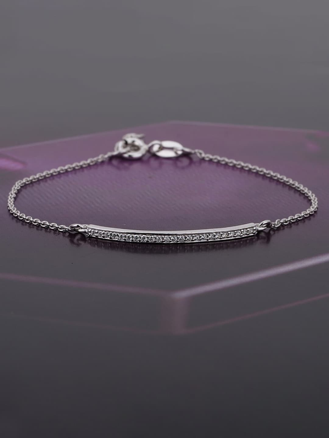 

VANBELLE Women 925 Sterling Silver Cubic Zirconia Rhodium-Plated Link Bracelet