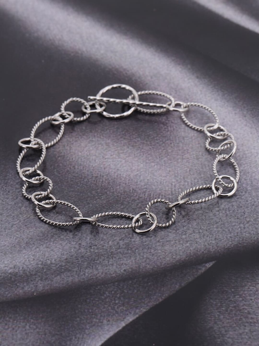 

VANBELLE Women 925 Sterling Silver Handcrafted Rhodium-Plated Link Bracelet