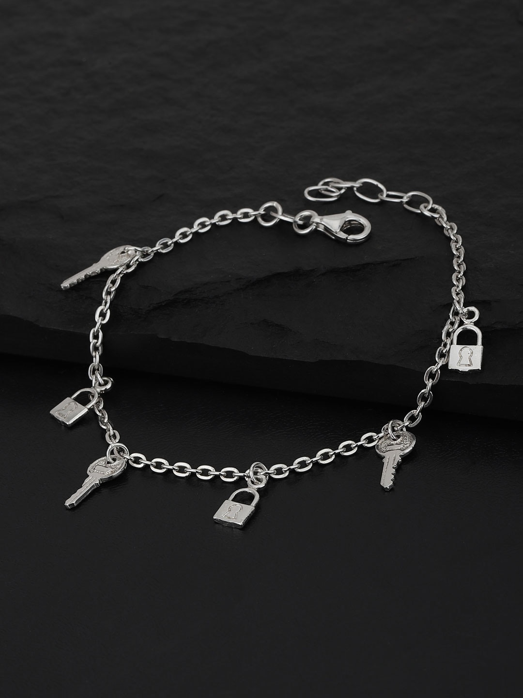 

VANBELLE 925 Sterling Silver Rhodium-Plated Charm Bracelet